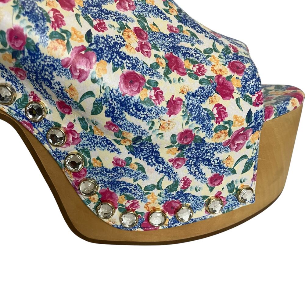 Sugar Thrillz Dolls Kill Cottage Floral Platform Heels Size 10M - Picture 3 of 12